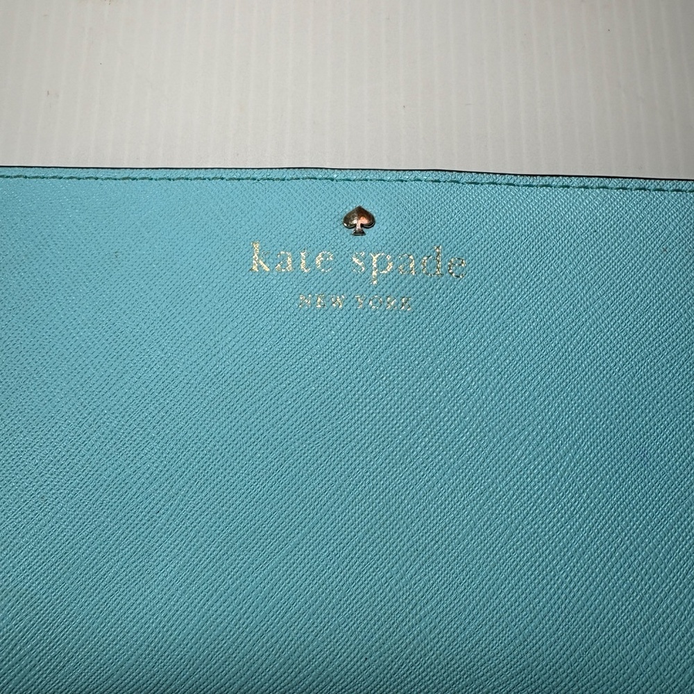 Kate Spade Grand Street Stacy Bifold Leather Slim Wallet Turquoise/Aqua/Blue - Picture 2 of 13